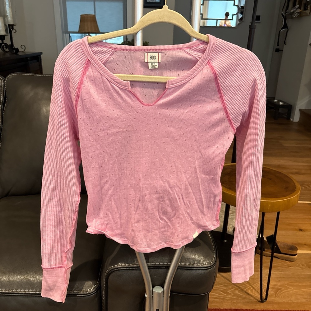 BDG Pink Ribbed Women's Long Sleeve